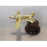 1930's/ 1940's brass car mascot in the form of a Supermarine Spitfire aeroplane, wingspan 12cm,