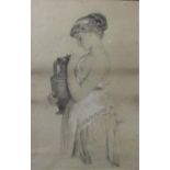 19th century school, three quarter length study of a young woman in classical Grecian costume