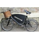 A vintage child's size tradesman style bicycle with tubular frame and black painted livery, '