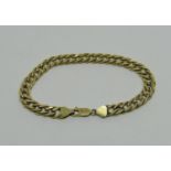 9ct flat curb link bracelet, 7.8g