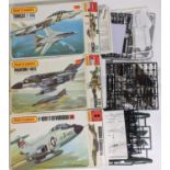 Collection of 14 model aircraft kits of 1960's/70's jet planes, all believed to be complete and some
