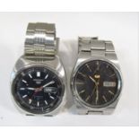 Seiko 5 automatic gents wristwatch, stainless steel case work, black dial with day date aperture
