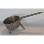 An 18th century bell metal skillet, the handle marked Wasbrough