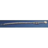 Substantial silver Albert chain and T bar with an 1873 five franc charm, 57 cm long, 15 oz approx