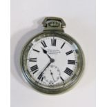 Rare Winegartens London Railway regulator pocket watch, enamelled dial with Roman numerals and