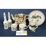 A quantity of Portmeirion potterywares including five novelty teapots, botanic garden patternwares