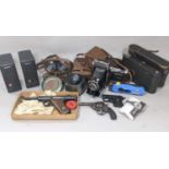A box containing miscellaneous cameras, starting gun,etc (see attached inventory)