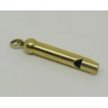 9ct whistle pendant / charm, 3.8cm approx, 2.7g