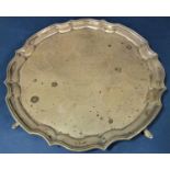 1960s Georgian style silver salver with raised serpentine pie crust rim, inscribed Presented by