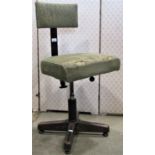 A vintage Abbess typists/work chair swivel and adjustable with upholstered seat, curved back pad and