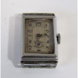 Good Art Deco stainless steel gents dress watch, head with Longines movement, calibre 25.173,