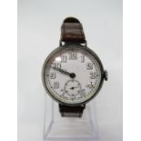 Vintage Vertex gents silver trench watch, the enamelled dial with lume Arabic numericals and