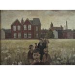 Roger Hampson (British 1925-1996) - Procession of mothers and children in an industrial northern