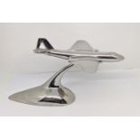 Trench Art Interest - A chromium desk top model of a Canberra bomber on a stylised base inscribed