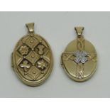 Two embossed 9ct lockets, 4.8g