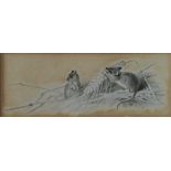 Attributed to Archibald Thornburn (British 1860-1935) - Study of mice feeding on barley, grisaille