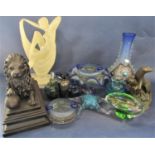 A collection of Art glass to include a Mdina glass scent bottle with further Mdina type glass