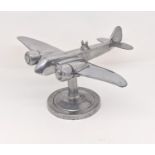 Trench Art Interest - A chromium desk top model of a British Blenheim, 21cm wingspan