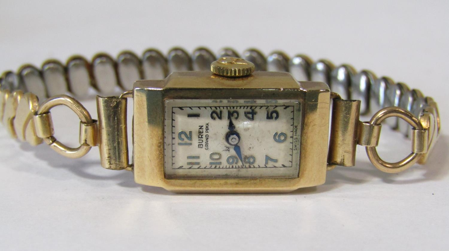 Ladies art deco Buren Grand Prix rectangular cocktail watch, champagne dial with Arabic numerals, - Image 5 of 5