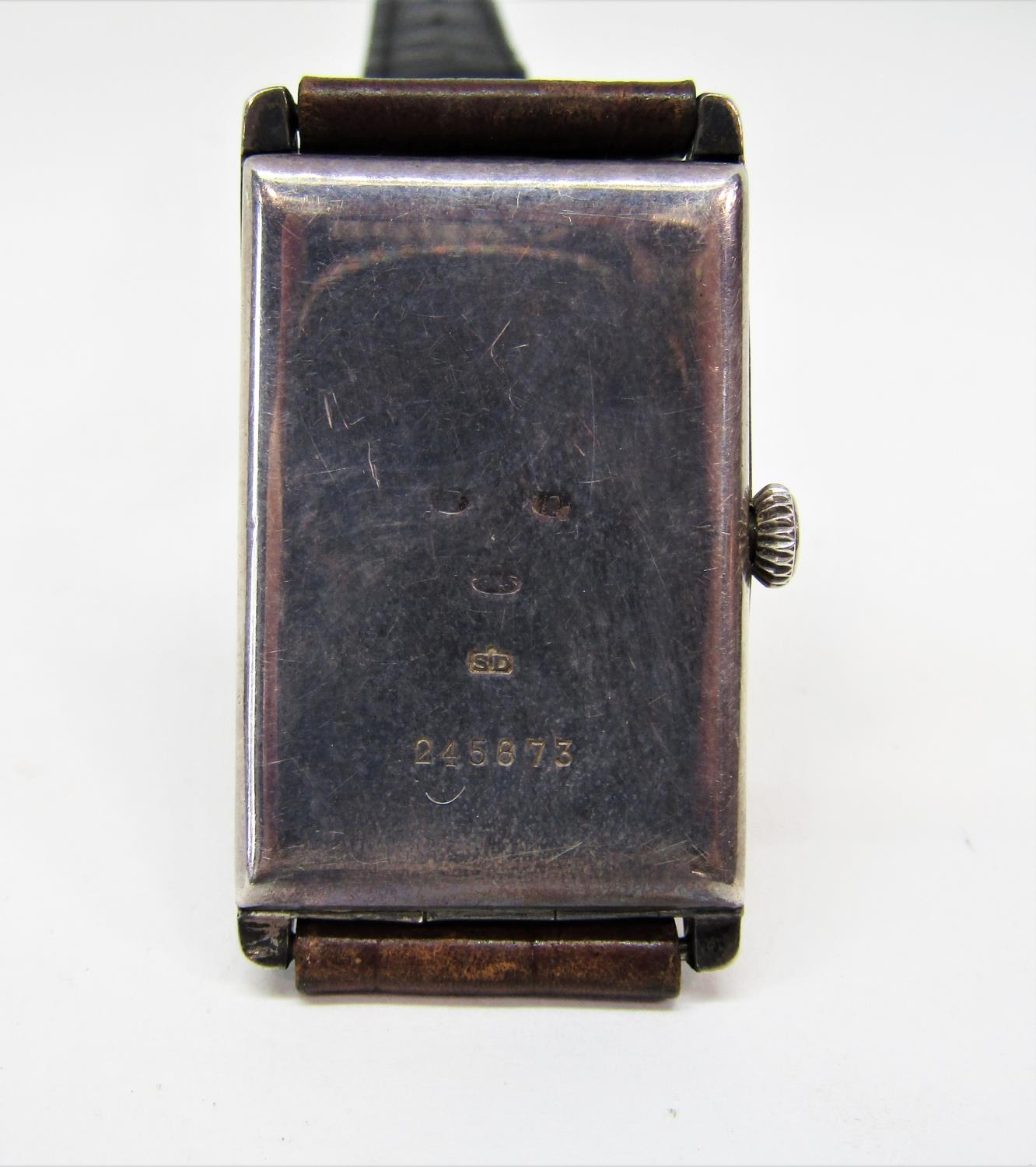 Vintage 1920s gents Art Deco J W Benson dress watch, the rectangular case work dial with Arabic - Image 5 of 5