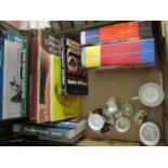 A box containing a collection of mixed items to include two Harry Potter books both 1st editions,