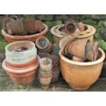 Approx 50 weathered old and contemporary terracotta flowerpots/planters including matt glazed