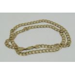 Substantial 9ct flat curb link necklace, 61cm L approx, 28g