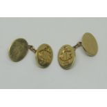 Pair of 18ct monogrammed cufflinks, Birmingham 1921, 16.4g (chains 9ct replacements)