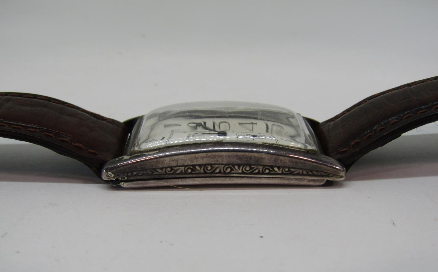 Vintage 1920s gents Art Deco J W Benson dress watch, the rectangular case work dial with Arabic - Image 4 of 5