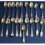 Large collection of various antique and later silver teaspoons, 9 oz approx (a collection)