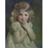 Chris Adams (20th century British school) - Half length portrait of fair haired, brown eyed child,