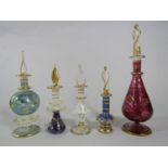 Collection of mixed scent bottles and atomisers including 2 glass bottles with stoppers and silver