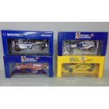 4 boxed Formula One 1:18 scale boxed model racing cars by Pauls Model Art including Jordan 198 R.