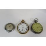 Waltham USA gold plated pocket watch, enamelled dial with Roman numerals and subsidiary second dial,