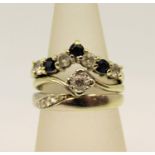 Three 9ct white gold diamond set rings, all size L/M, 6.7g total (3)