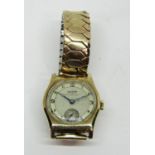 Vintage gent's 9ct Tissot dress watch, the silvered dial with further silvered chapter ring,