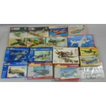 16 model aircraft kits of WW2 Fighter planes, all 1:72 scale, most with sealed boxes or contents,