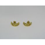 Pair of 18ct pierced Greek key earrings, 6.2g