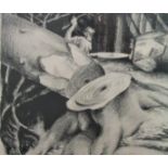 M Paterson (British 20th century school) - Tree Felling, Aviemore, monochrome lithograph on paper,