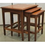 Three graduated occasional tables on square tapered supports, 53cm and smaller