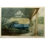 Michael Chaplin RI (British B.1943) - Langley Stables, signed coloured limited edition etching 57/
