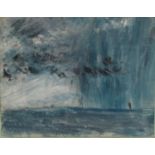 Impressionist School in the manner of John Constable, dramatic seascape with sailing vessel under