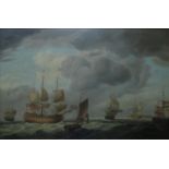 W Curran (Contemporary artist) - A Marine scene in the 18th century manner with a number of