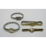 A collection of vintage ladies dress watches to include a 14k Rodania dress watch with associated