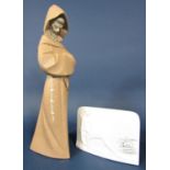 A Lladro matt glazed figure of a hooded monk, 35cm, together with a Lladro Daisa collectors