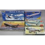 5 model kits of Airliner planes, all scale 1:144 including Airfix Airbus A300B, Douglas DC10 and