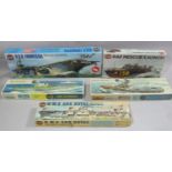 4 large Airfix models of ships, scale 1:600 including HMS Victorious, HMS Ark Royal, USS