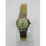 Vintage ladies Buren Grand Prix gold plated dress watch, silvered dial with gilt Arabic and Roman