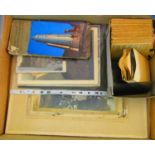 A box containing a collection of miscellaneous to include a quantity of topographical postcards, two
