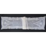 Vintage lace stole, possibly hand made with intricate embroidered pattern, 220 x 50cm, together with